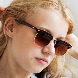Brown Tortoiseshell Half Frame Club Sunglasses